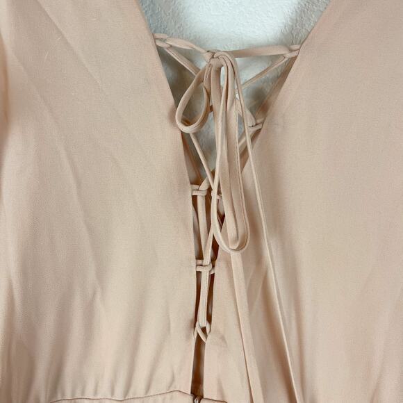 Lulus World on a String Dress Womens Medium Pink Lace-Up Maxi Short Sleeve - Picture 16 of 16